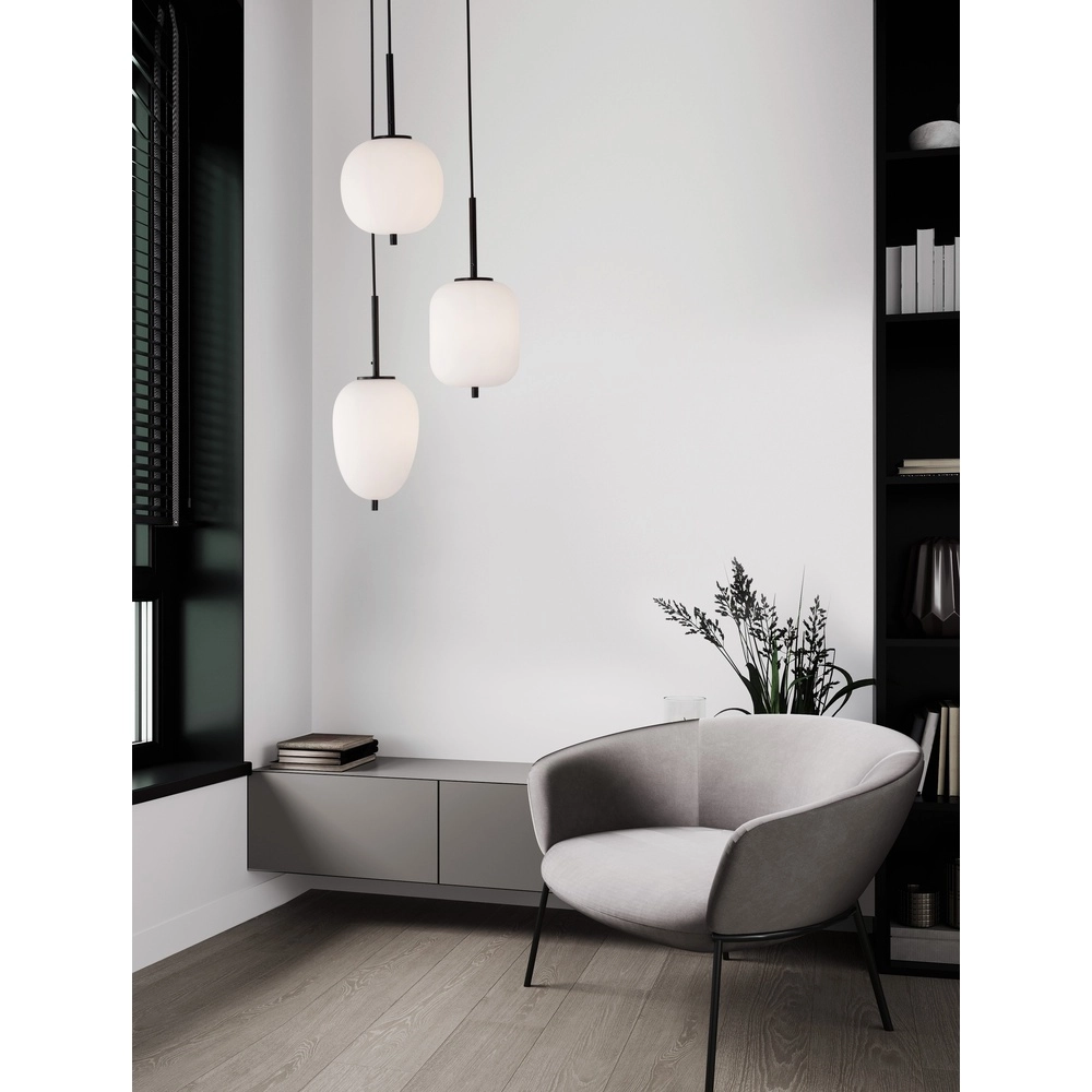 Lampe suspendue Lato 3 noirs clairs avec blanc