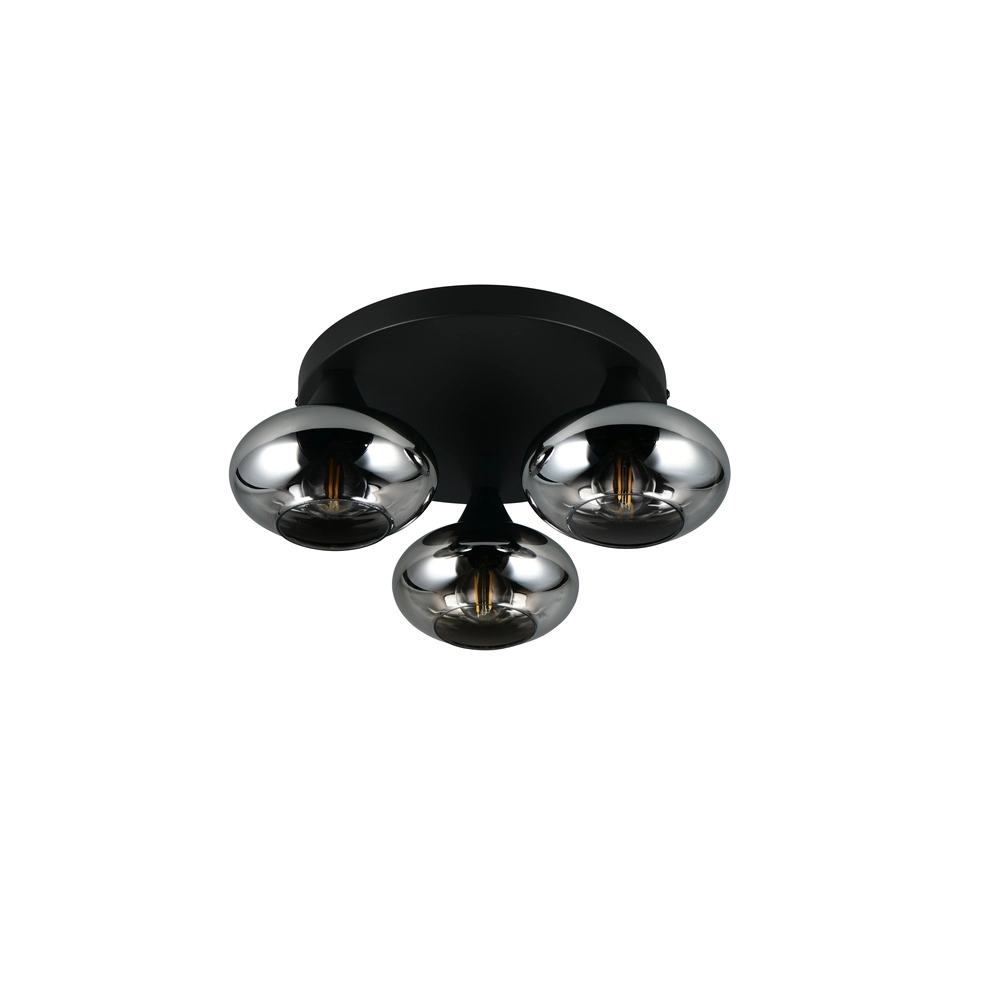 Plafonnier Divina noir avec verre fumé Trio 4017807667387