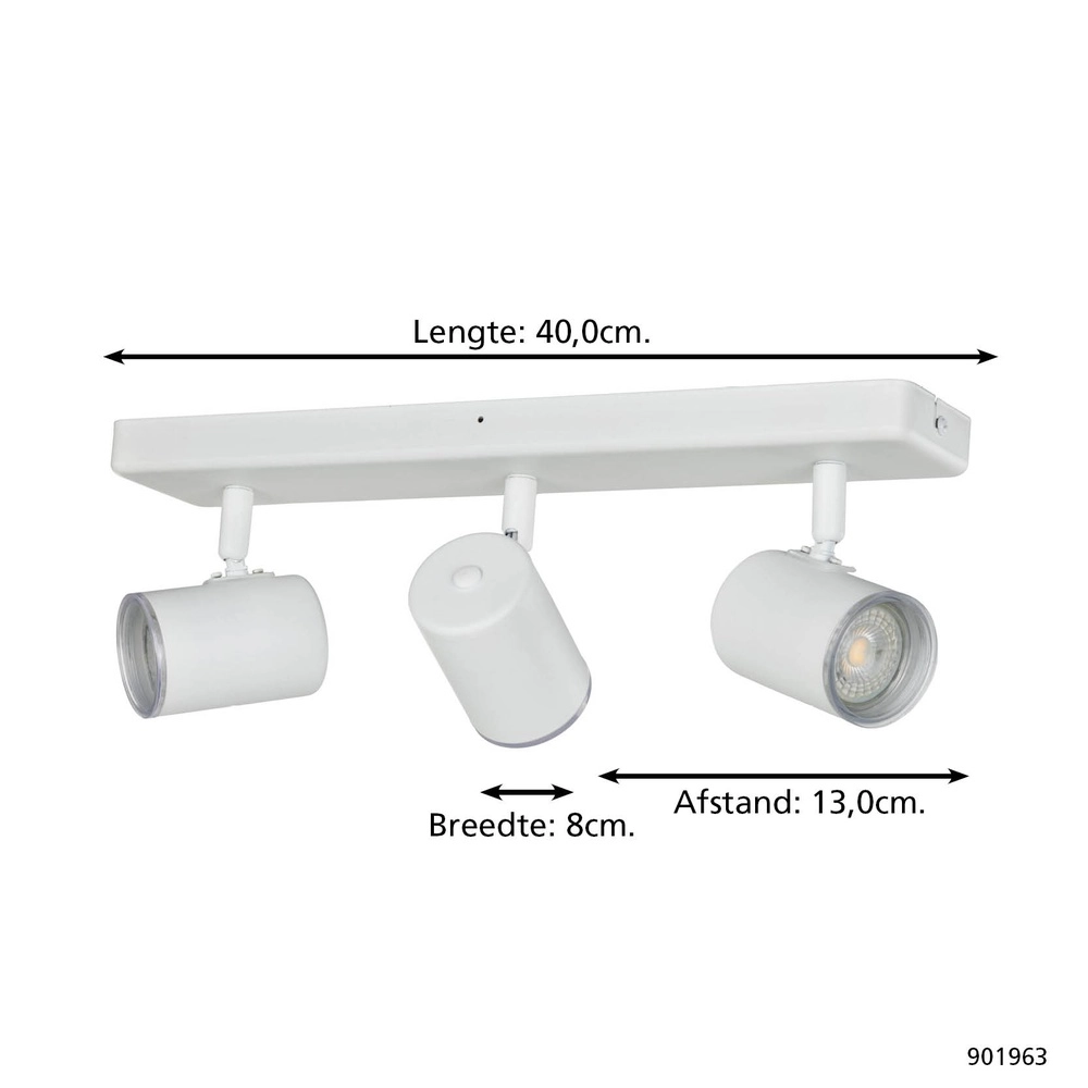 Spot monté en surface Consuma 1 3 lumières droites blanches Eglo 9008606355914