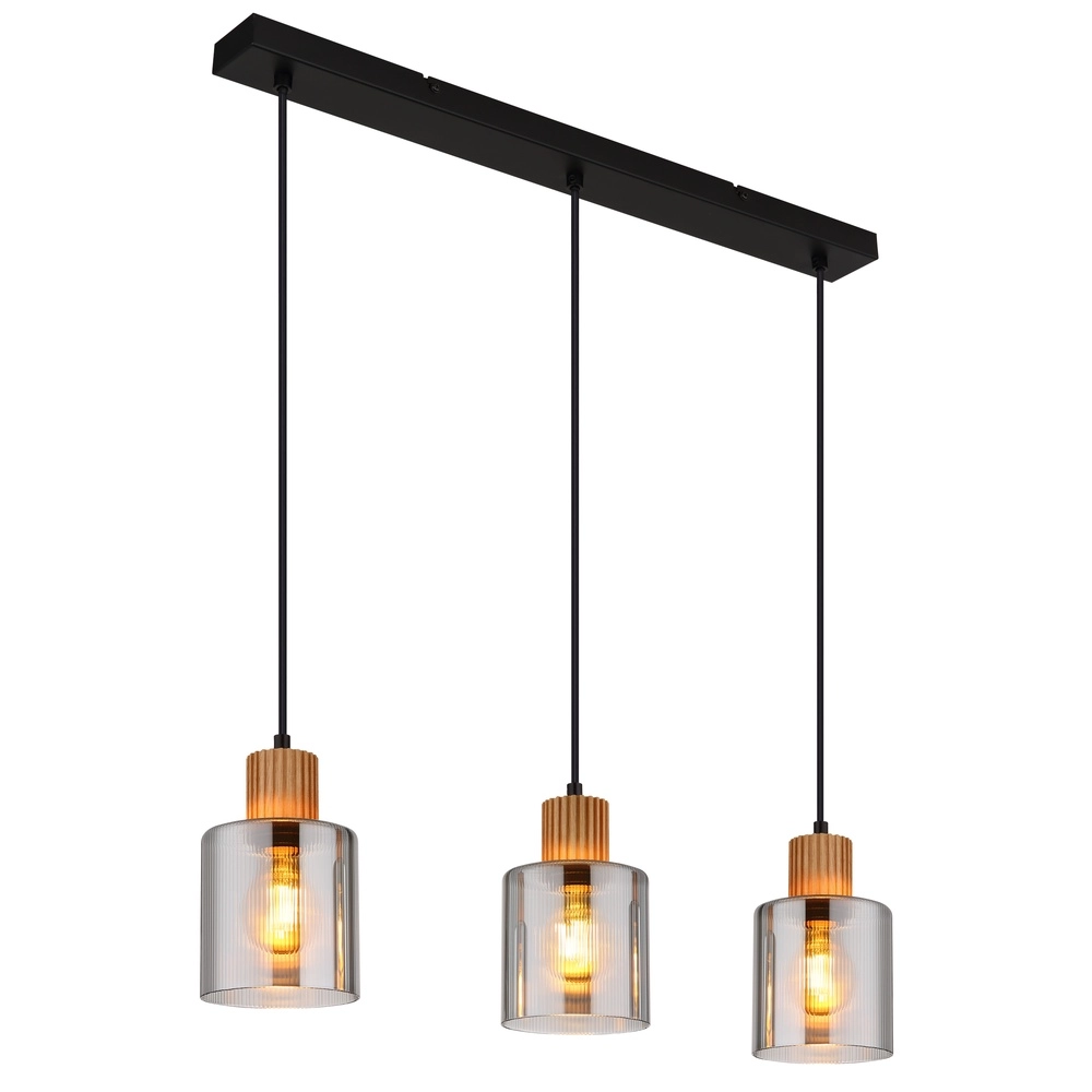 Lampe pendante de conception Aleidis Noir droit à trois lumières
