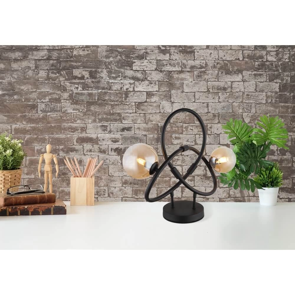 Lampe de table noire Tuberius Design 2-lumière Globo 9007371452446