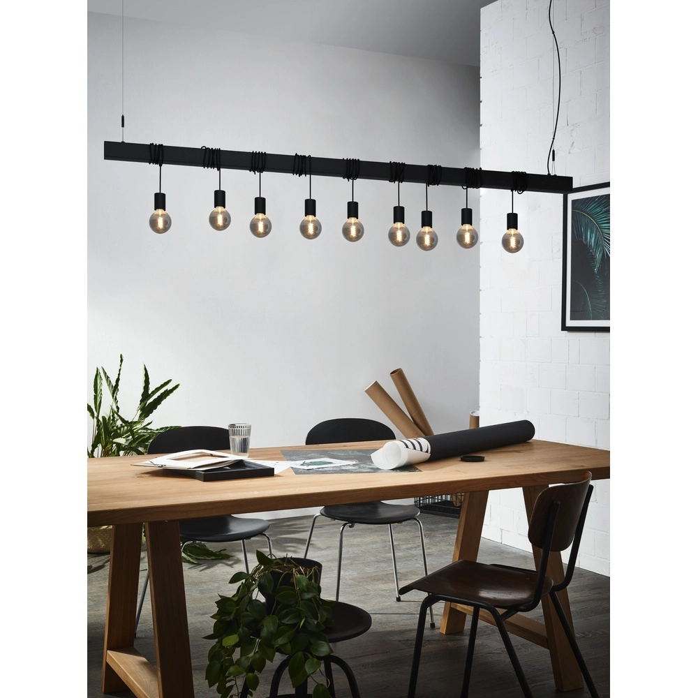 Lampe suspendue à 9 lampes Townshend-B Noir - table à manger Eglo 9002759399399