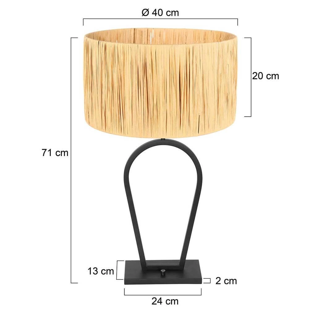 Lampe de table Stang noir avec abat-jour paille Ø 40cm Steinhauer 8712746172515