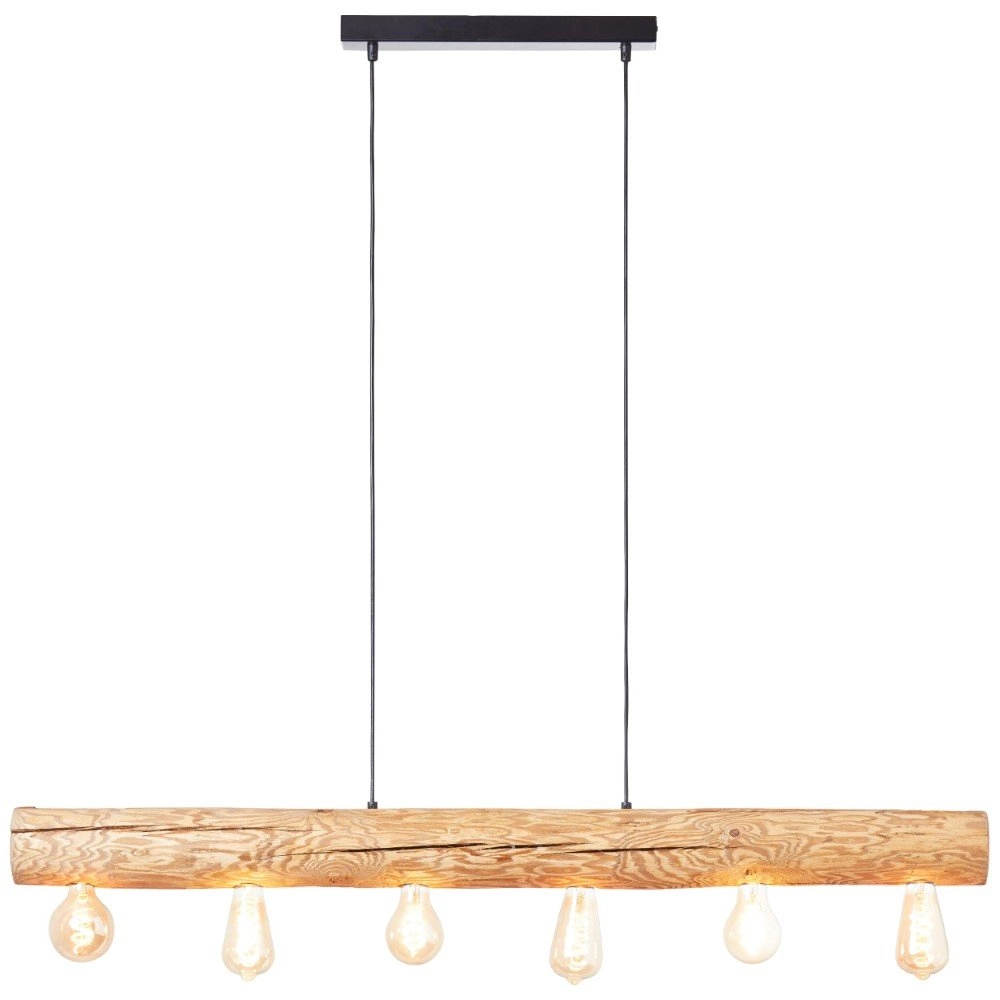 Lampe suspendue en bois Trabo Bois 6 lumières avec noir Brilliant 4004353393525