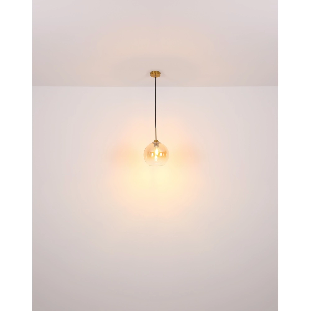 Lampe pendante dorée Jamessa 3 lumières avec verre ambré Globo 9007371444687