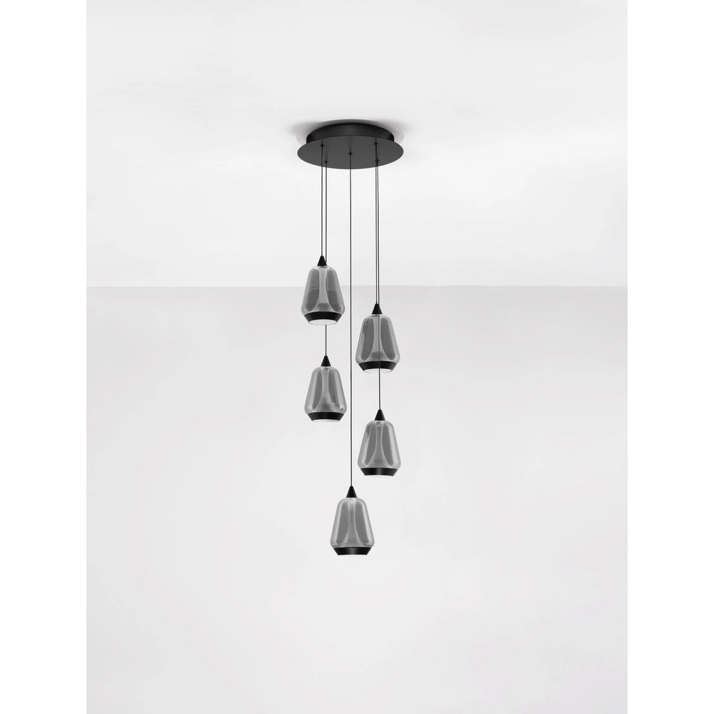 Suspension design Alish Verre fumé à 5 lumières Lyora 5212017477729