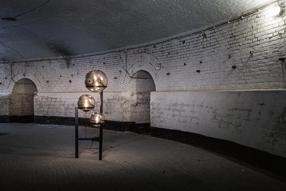 Lampadaire en verre Orb 3 lumières noir avec verre miroir ETH 8719075189283