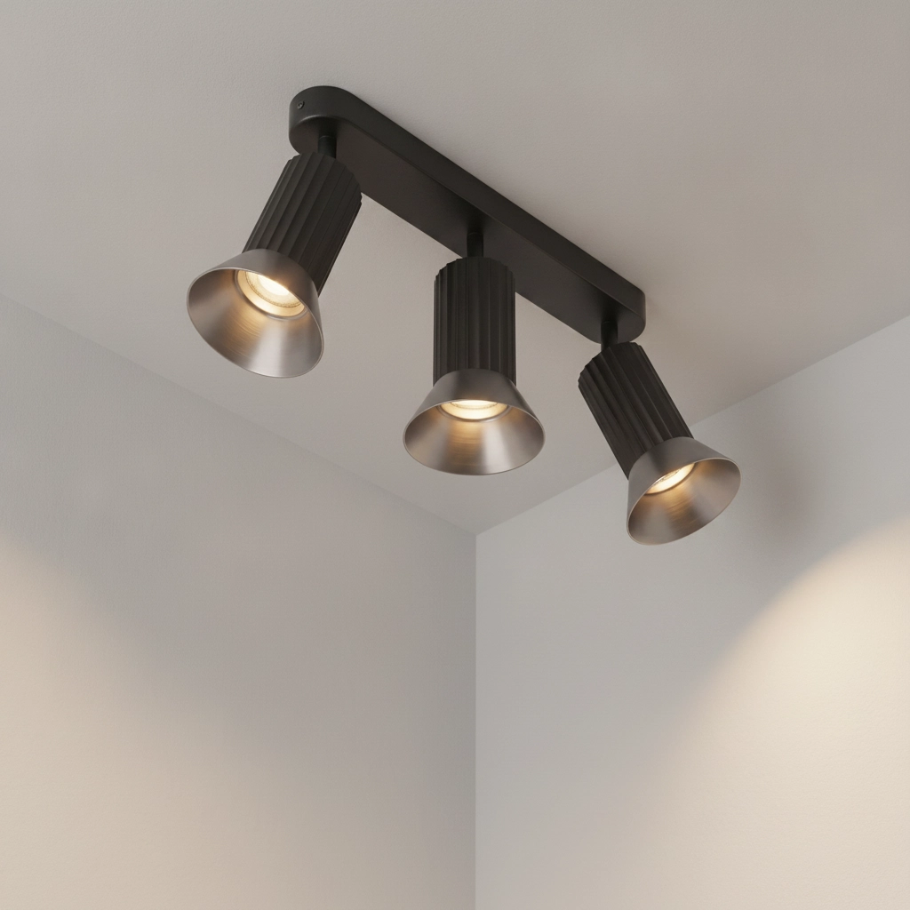 Plafonnier Luvia 3 lumières noir avec bronze