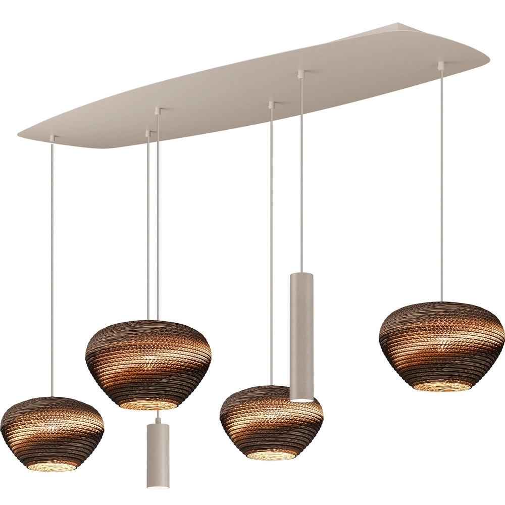 Lampe suspendue ovale danoise Cartone sable avec des cagoules Think Paper