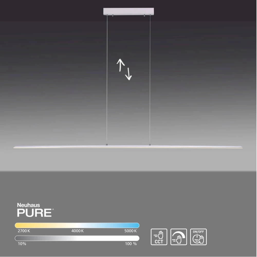 Lampe suspendue design Pure Lite 160cm en métal Paul Neuhaus 4012248344866