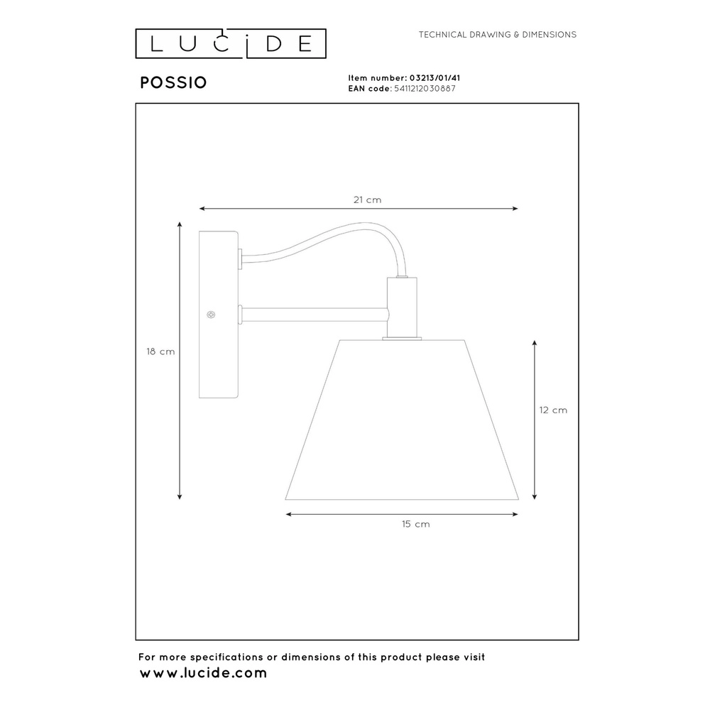 Lampe murale Possio gris Lucide 5411212030887