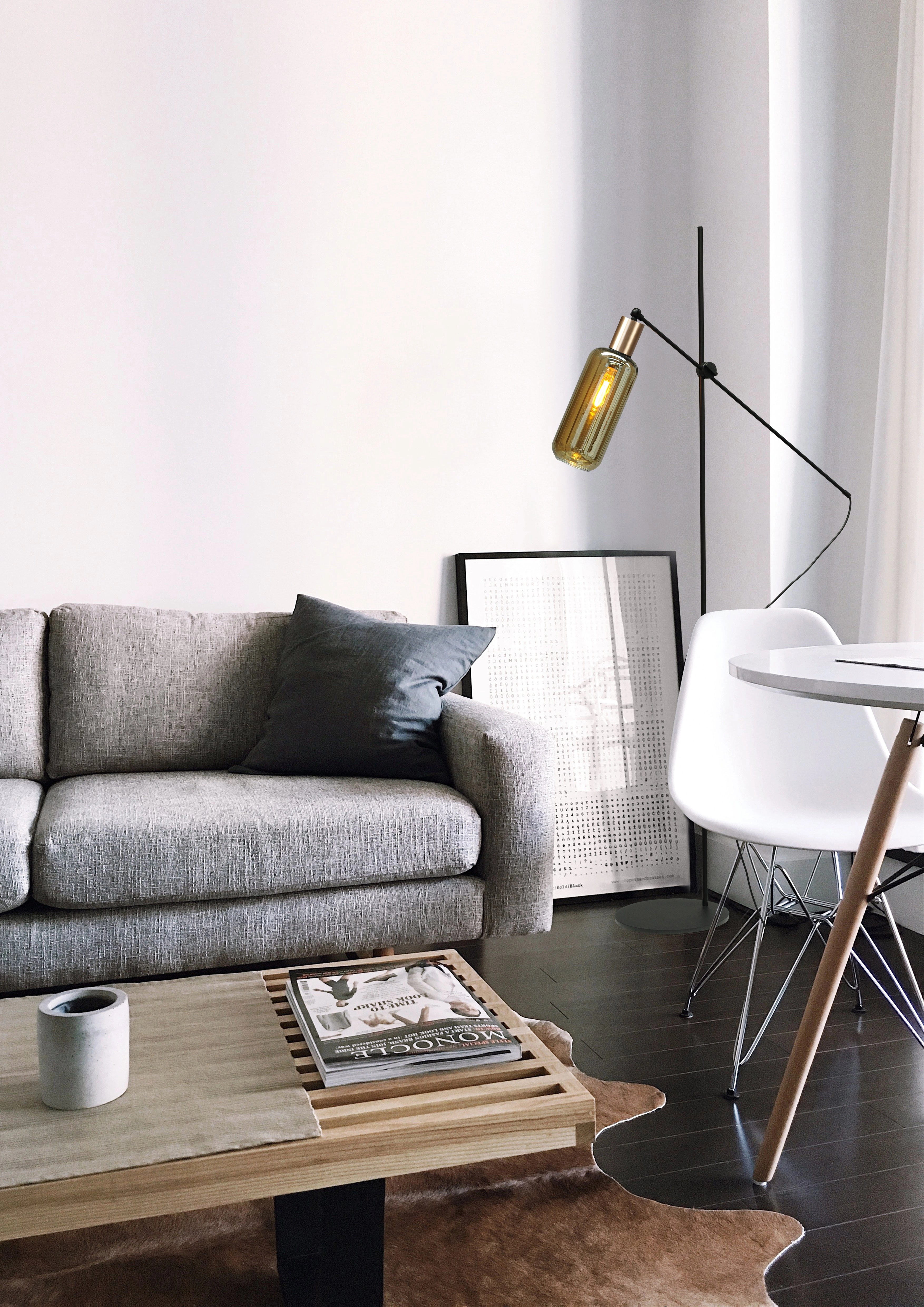 Lampadaire noir Bounty réglable avec verre rond Masterlight 8718121246802