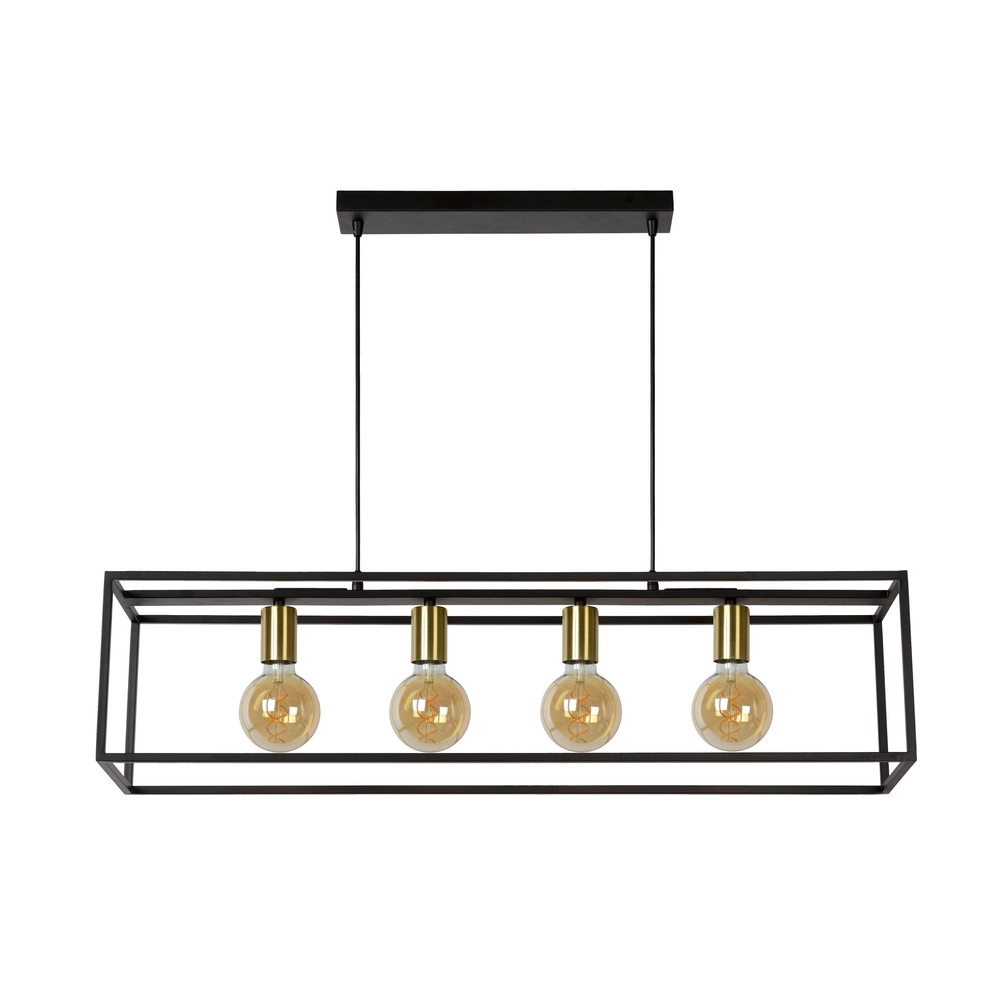 Lampe suspendue Ruben Noir à 4 lumières