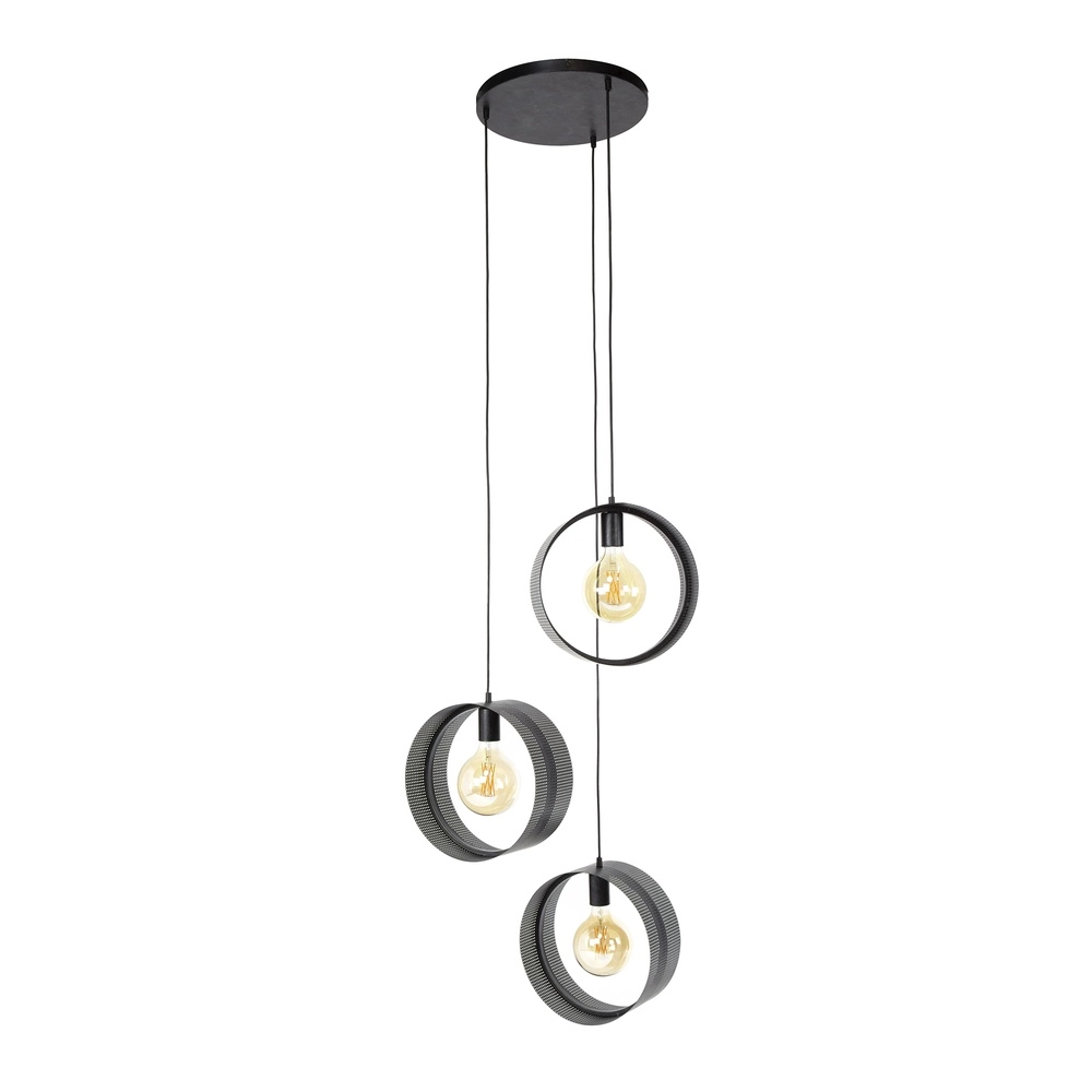 Lampe pendante de campagne Ring Charbon - 3x E27 Lyora 8716803510975