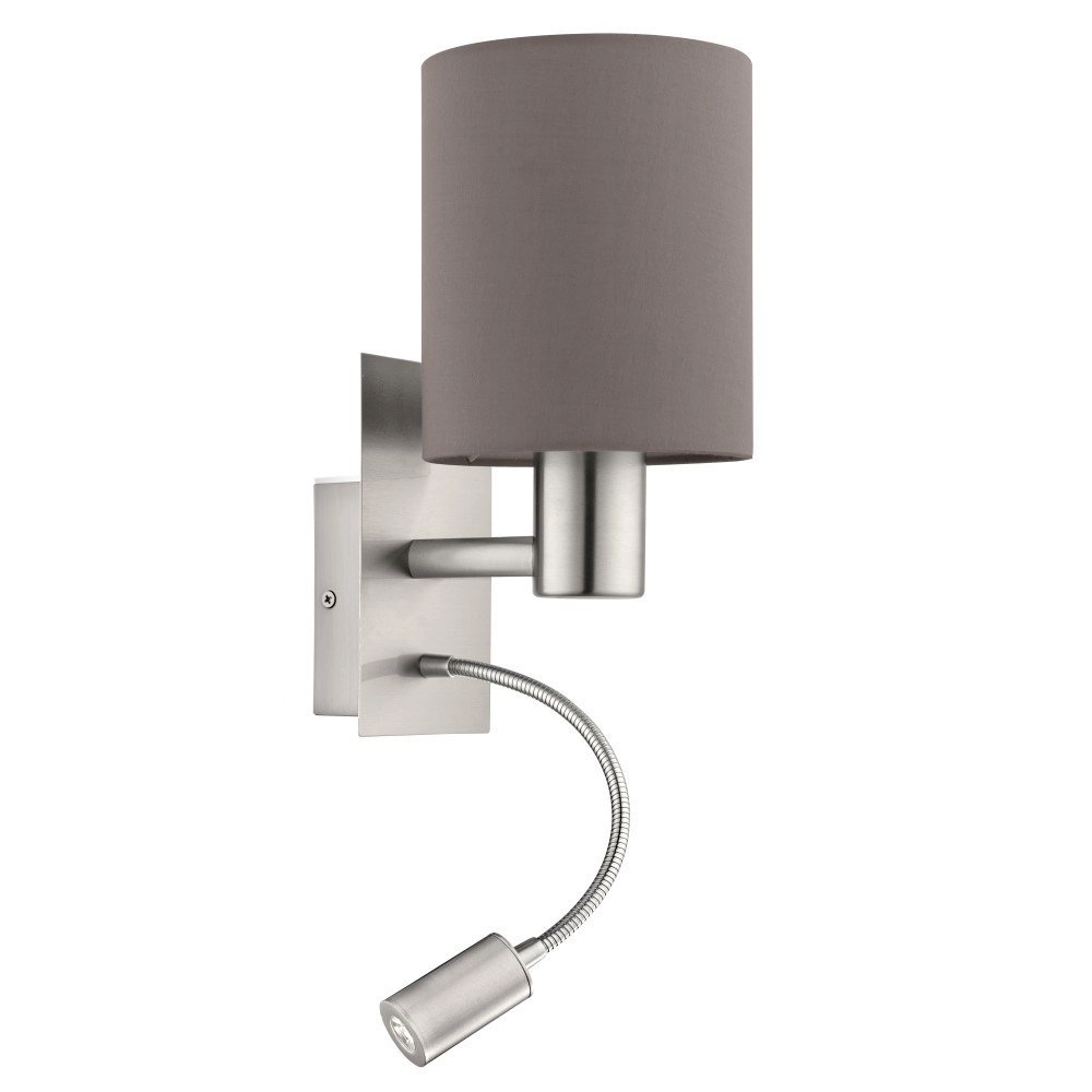Applique murale Pasteri abat-jour marron avec lampe de lecture