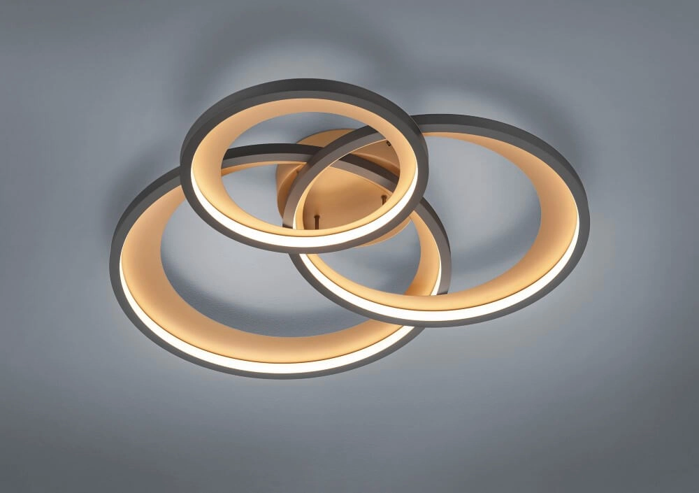 Plafonnier Granada 3 anneaux dorés et noirs Trio 4017807505702