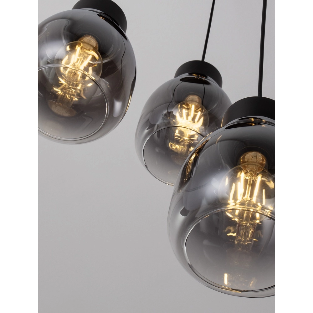 Suspension Blacu 3 lumières noir rond Lyora 5212017447487