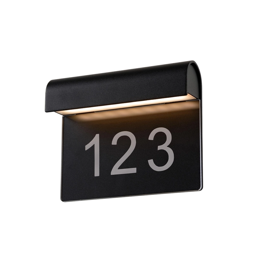 Lampe murale Thesi Led noir avec numéro de maison Lucide 5411212271464