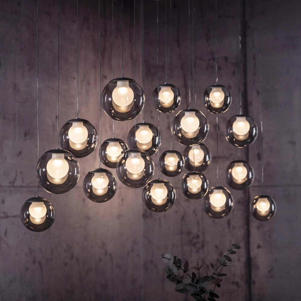 Lampe pendante à 19 lampes Pure Popup Gris mystique Paul Neuhaus 4012248396698