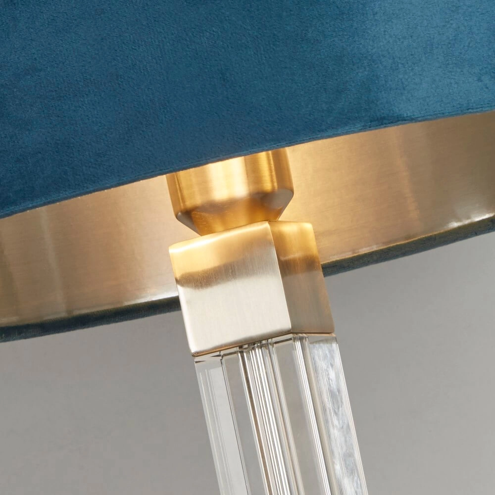 Lampe de table design Scarborough or avec nuance bleue Searchlight 5053423257150