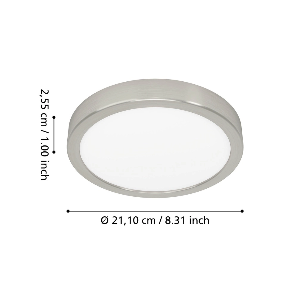 Lumière de plafond IP44 Fueva 6-Z rond - acier inoxydable - Ø 21,1 cm Eglo 9008606330607