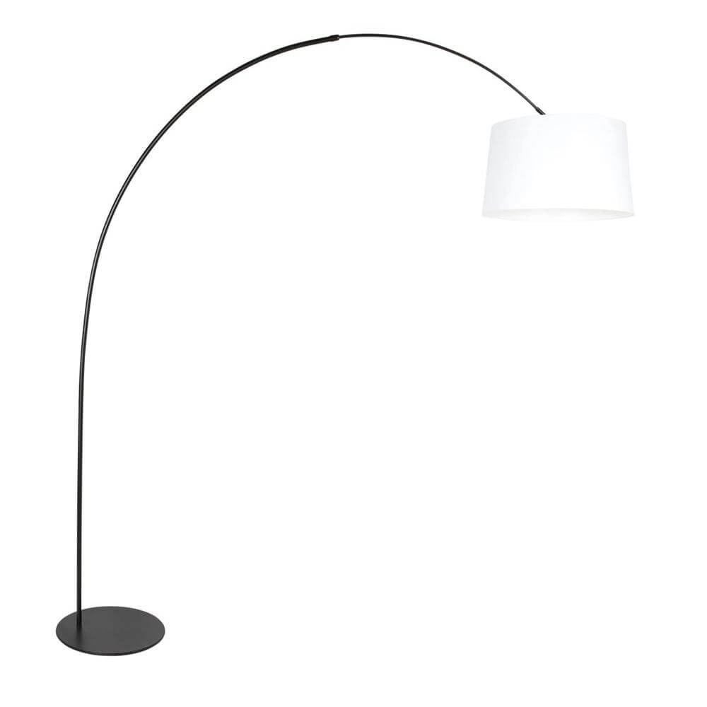 Lampadaire Curve noir avec abat-jour blanc grossier Ø 48cm Lampadaire Curve noir avec abat-jour blanc grossier Ø 48cm