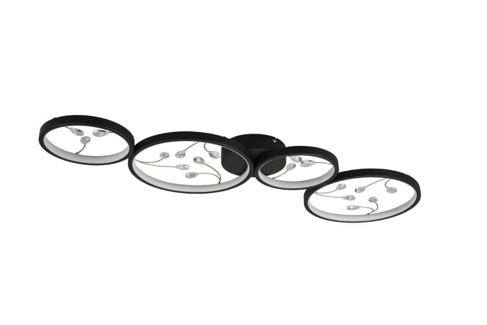 Plafonnier LED noir Groovy 4 lumières
