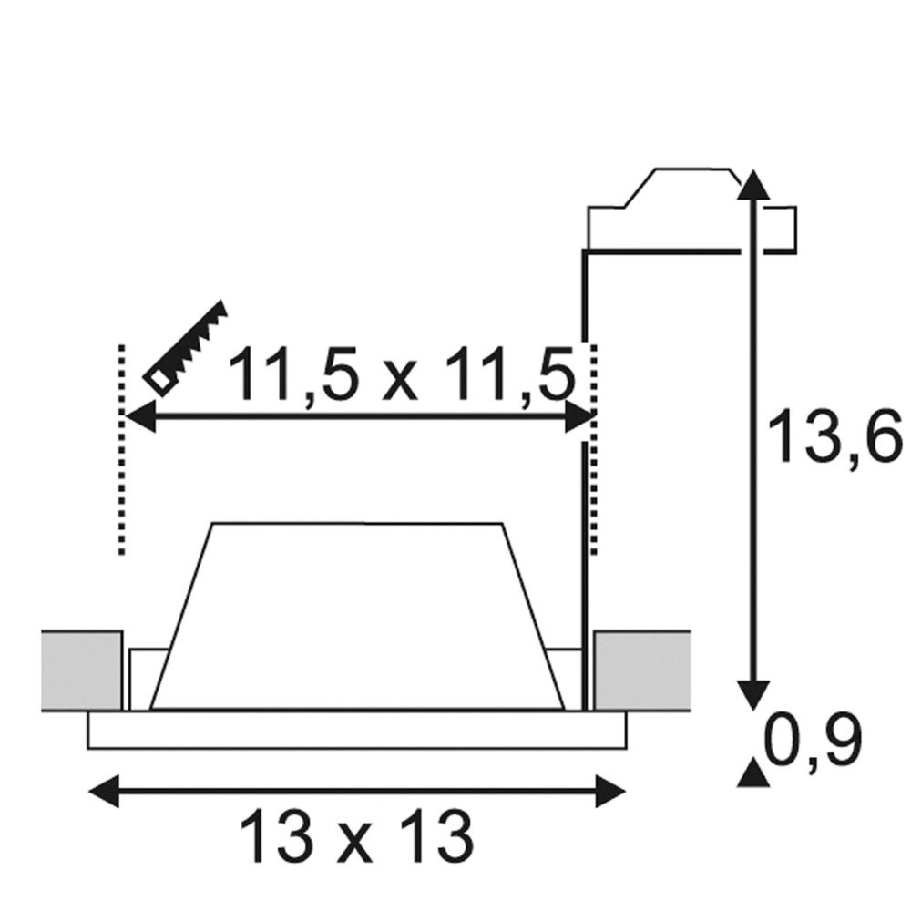 Spot encastrable Plastra GU10 13 cm blanc SLV 4024163160629