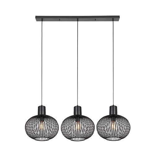 Lampe suspendue pour salle à manger Gila 3 lumières - noir Trio 4017807617573