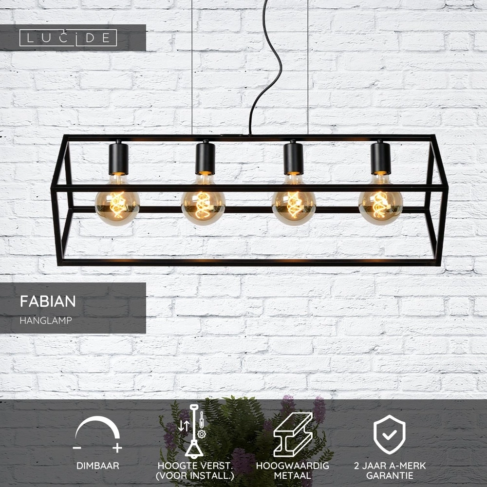Lampe pendante moderne Fabian Noir à 4 lumières Lucide 5411212010803