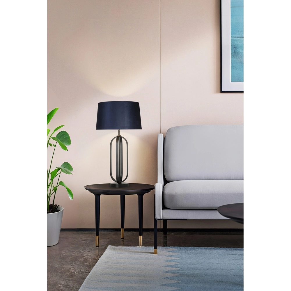 Lampe de table Chic noir avec capuche bleue Searchlight 5053423305042