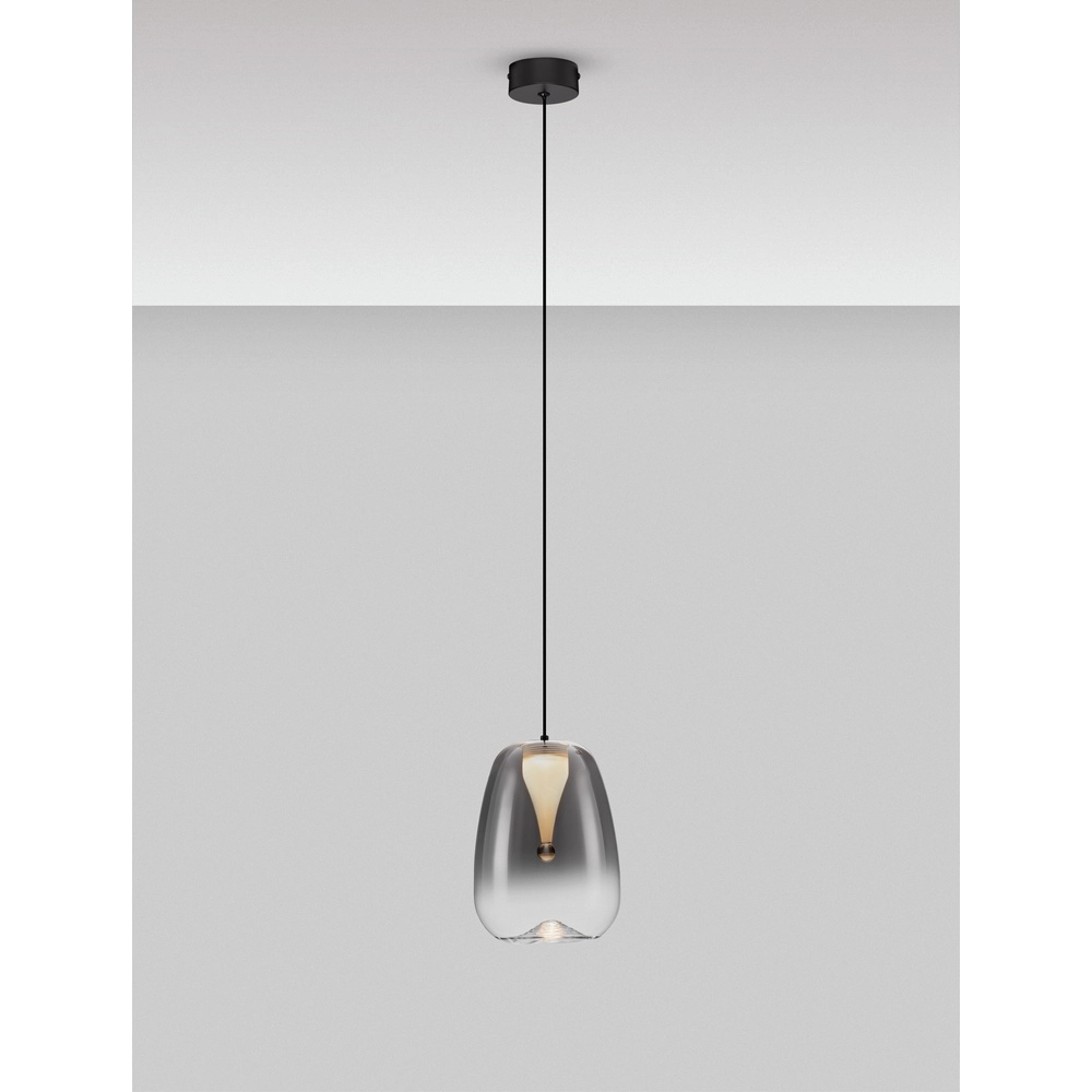 Suspension design Oblo Verre fumé à 1 lumière Lyora 5212017474100