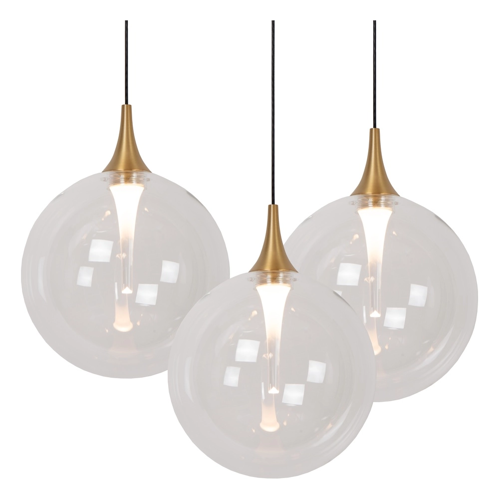Suspension LED de conception Gisela transparent - 3x Ø 16cm Premium by Lucide 5411212134783