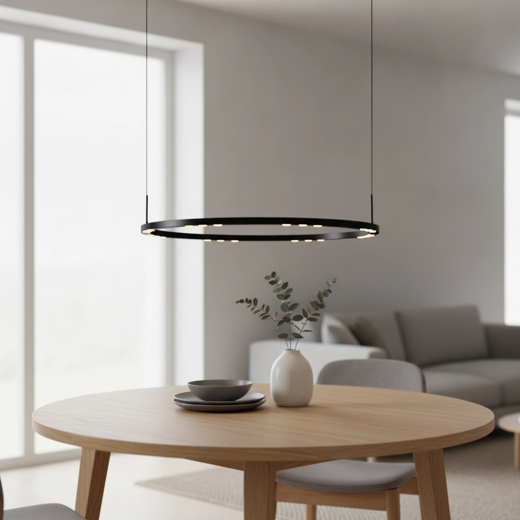Suspension élégante Lunette noir Ø 80cm