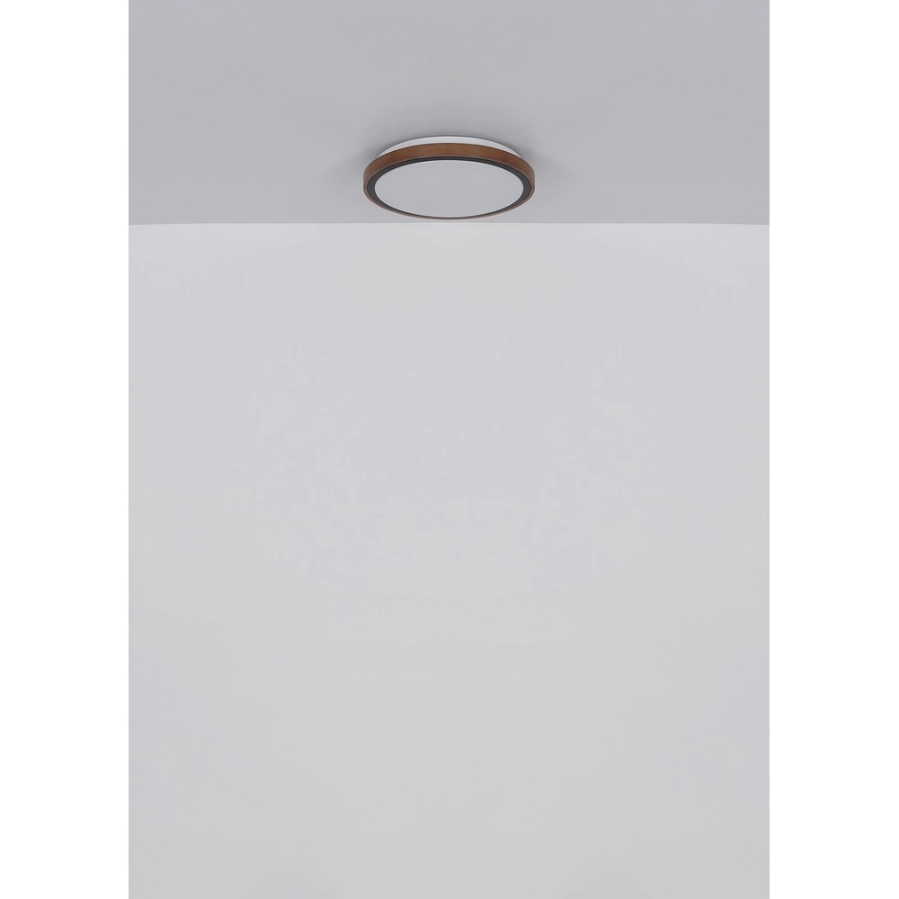 Lampe de plafond Bruno Ø 36 cm noir avec bois Globo 9007371474592