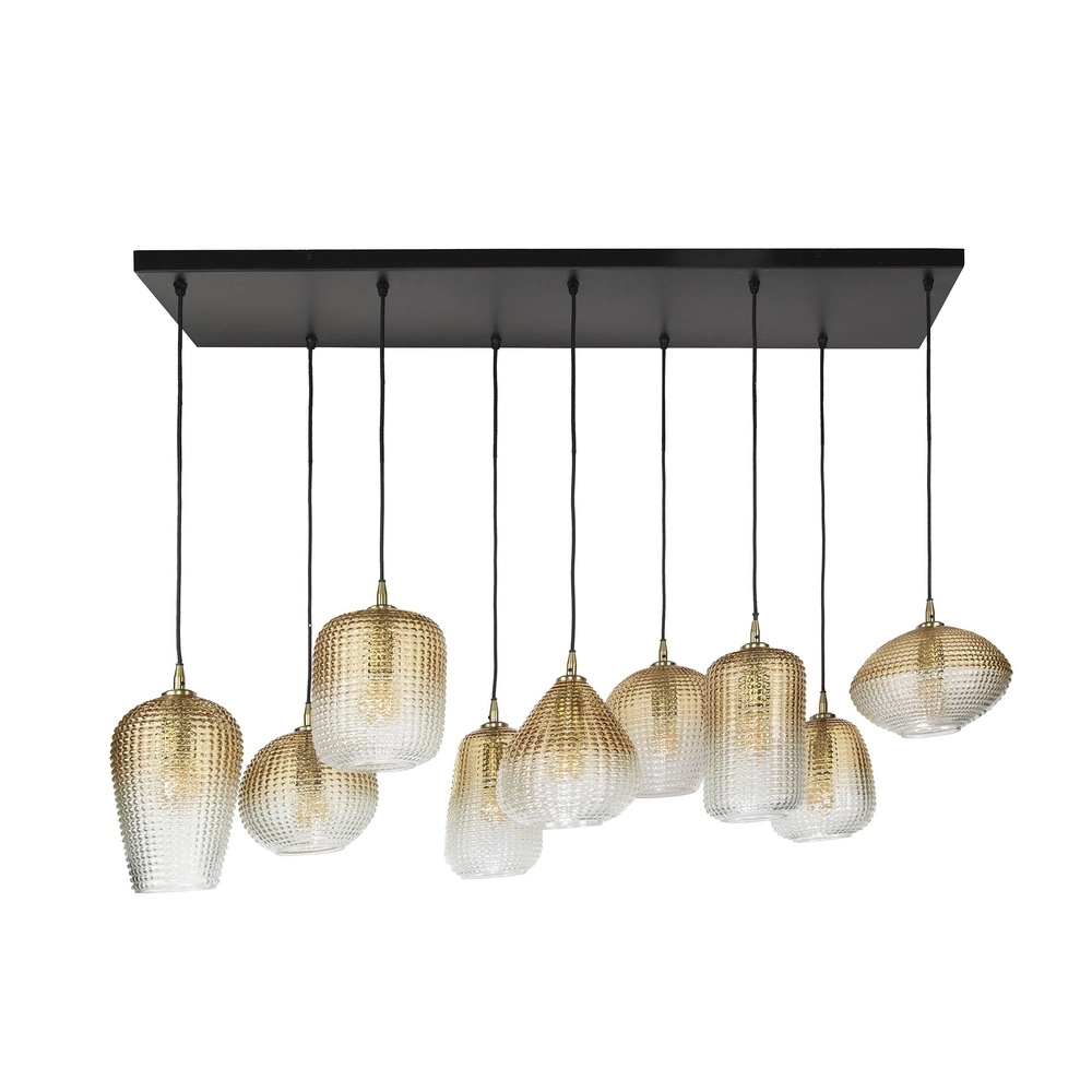 Lampe pendante XXL Dot 9 verres ambrés qui s’estompent Lyora 8716803511194