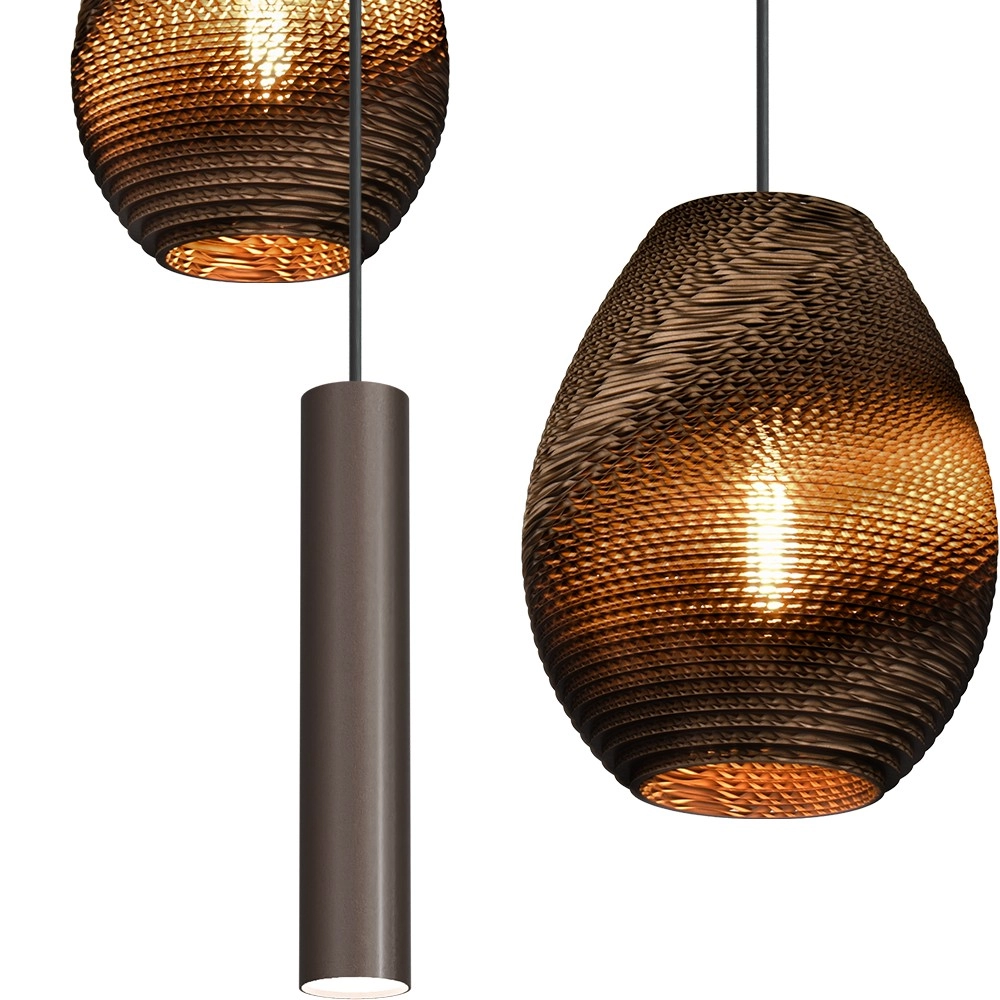 Lampe pendante à 3 lampes Carta Pineapple Cacao à capuchon de papier de pensée Masterlight 8718121437484