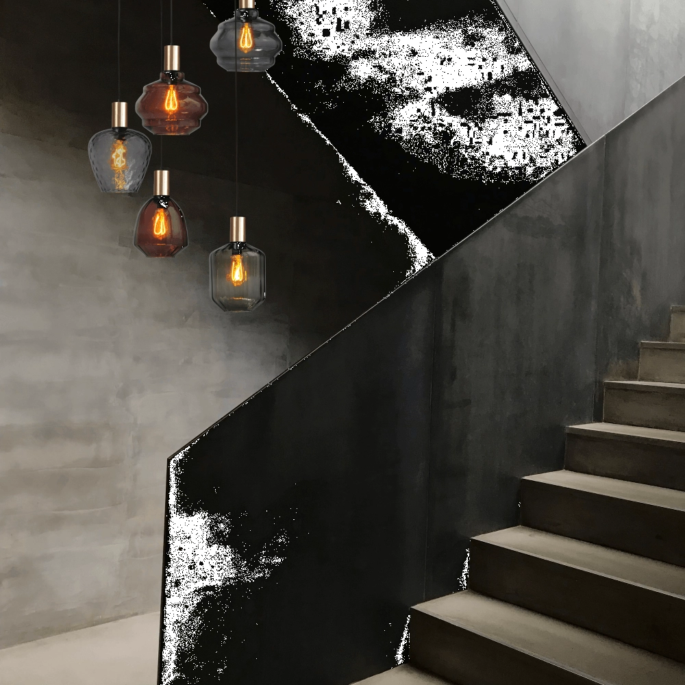 Suspension loft 5 lumières - dorée - Porto avec des lunettes différentes Masterlight 8718121271255