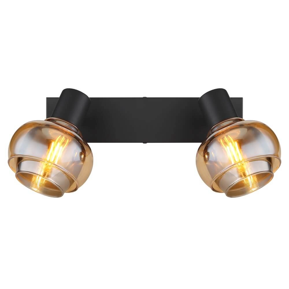 Plafonnier noir Tokki Verre fumé ambré à 2 lumières Globo 9007371455027