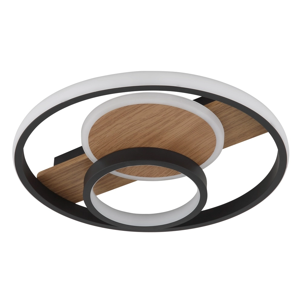 Lampe de plafond à design Pikara noir avec bois Globo 9007371474707