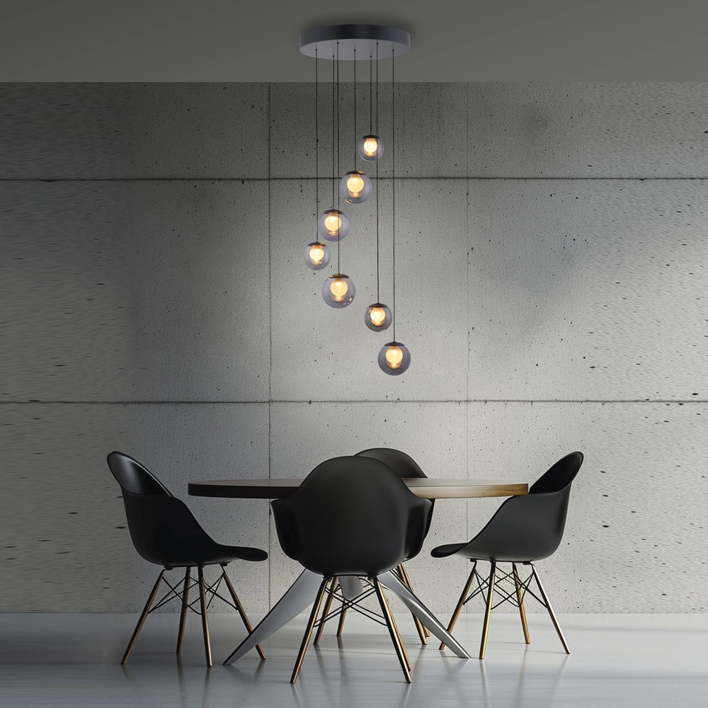 Lampe suspendue à 7 lampes Pure Popup Gris mystique Paul Neuhaus 4012248396674