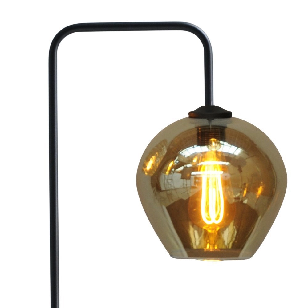 Lampadaire noir Quinto avec verre fumé Masterlight 8718121245027