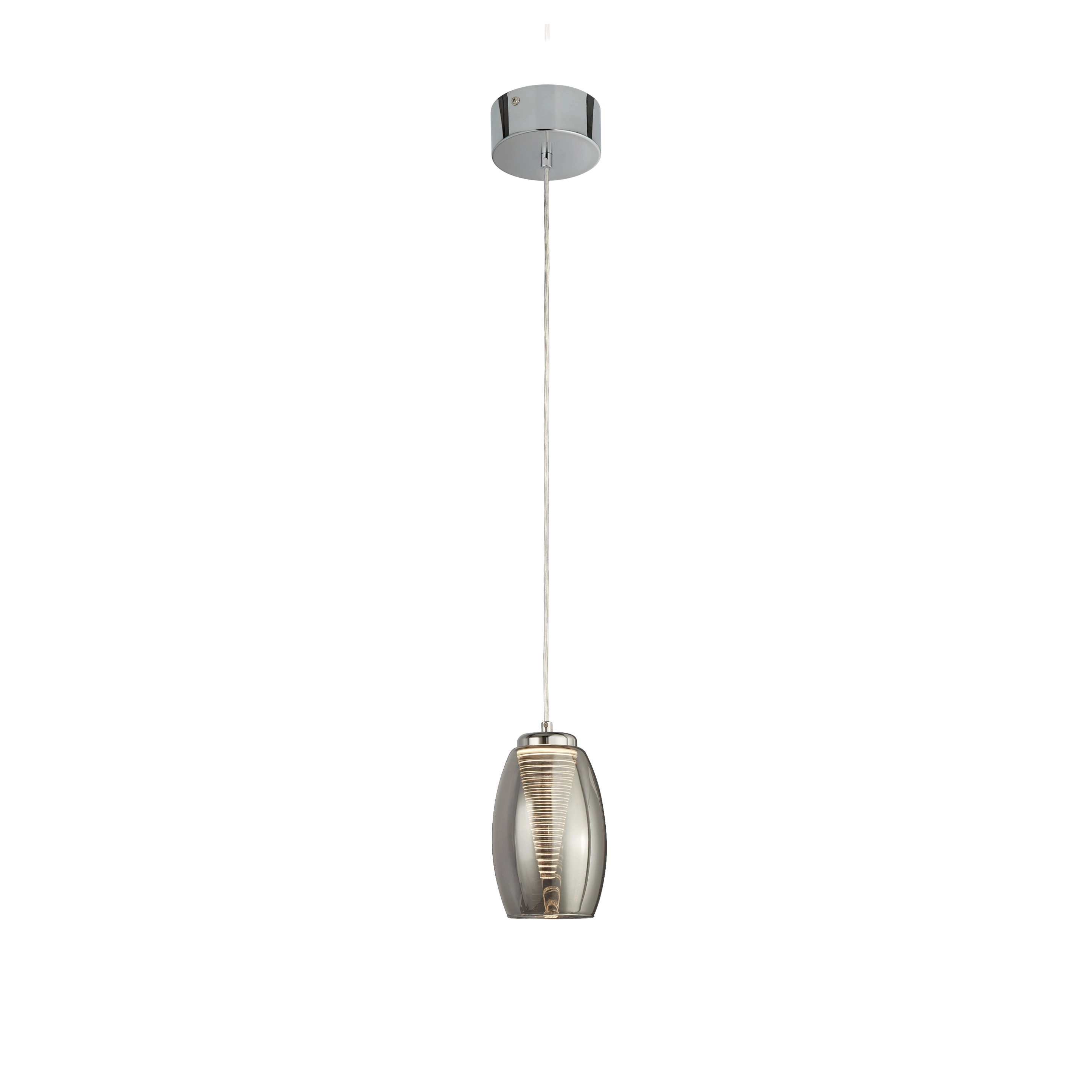 Lampe suspendue Cyclone chrome avec verre fumé Searchlight 5053423174488
