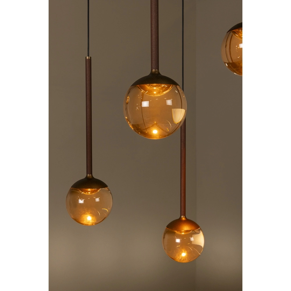 Lampe suspendue ovale Calina 12 lumières avec sphères ambrées Premium by Lucide 5411212242068