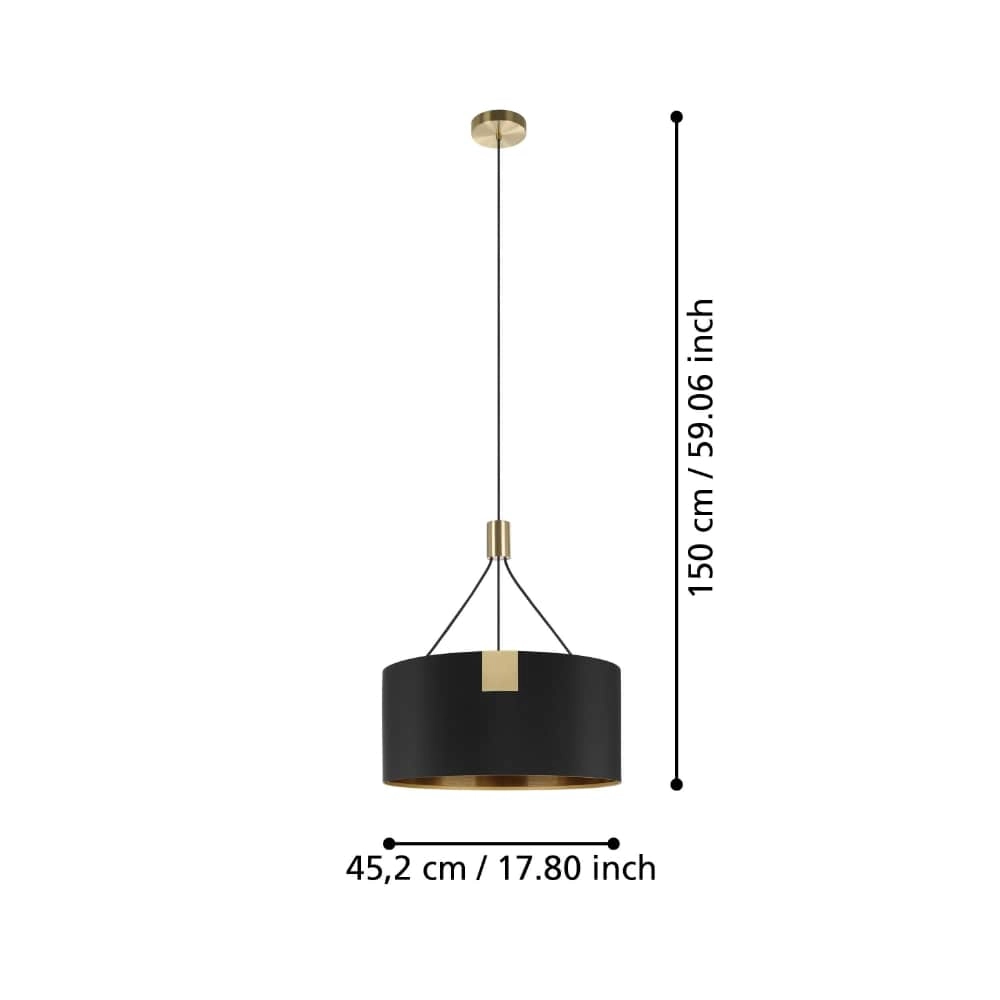 Lampe suspendue Tortola 1 Ø 45cm - noir avec or Stars of Light 9002759399641