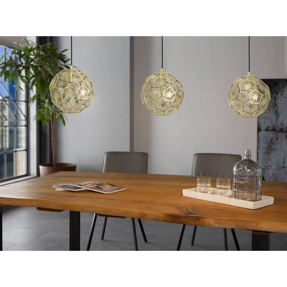 Lampe suspendue dorée Skoura salle à manger - 3 lumières Stars of Light 9002759397579
