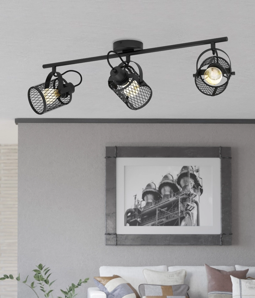 Plafonnier Dellow 1 noir 3 lumières Eglo 9002759312459