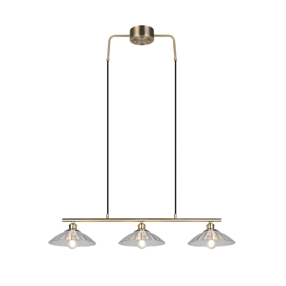 Lampe pendante classique Eluna Vieille laiton à 3 lumières Trio 4017807682526