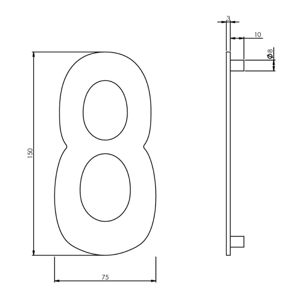 Maison numéro 8 Numbra Acier inoxydable 15cm Intersteel 8714186058367