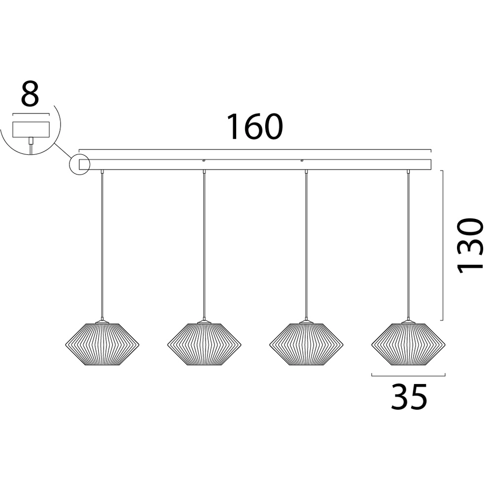 Lampe pendante de table à manger Bicono 4x Ø35cm Masterlight 8718121352763